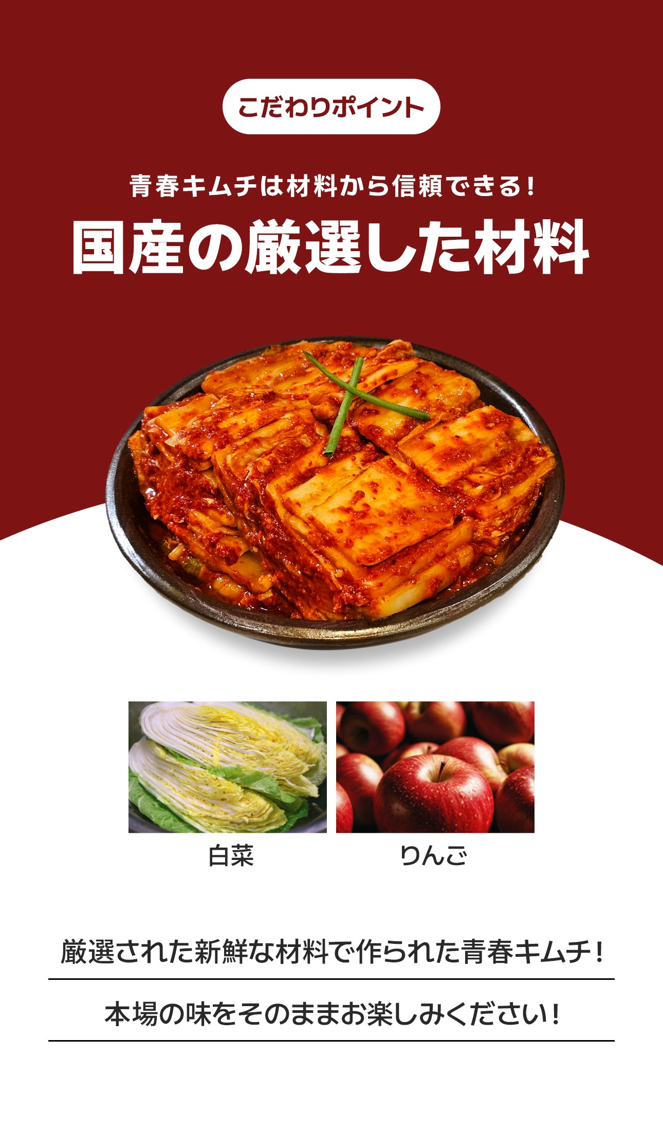 全国キムチグランプリ金賞!青春白菜500g / 絶品10種類から選べる / 本場韓国の極上のキムチ/手作り自家製キムチ